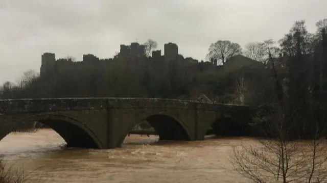 River Teme under Ludlow Castle today