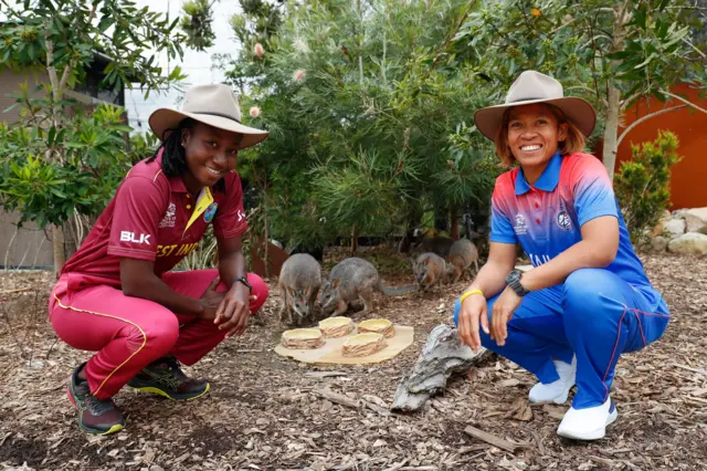 West Indies captain Stafanie Taylor and Thailand skipper Somnarin Tippoch