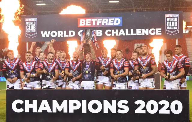 Sydney Roosters with the World Club Challenge Trophy