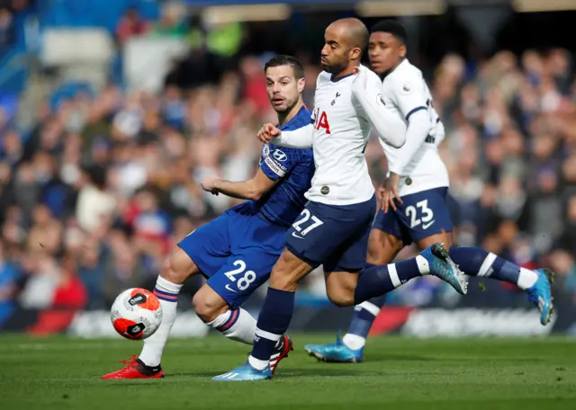 Lucas Moura and Cesar Azpilicueta