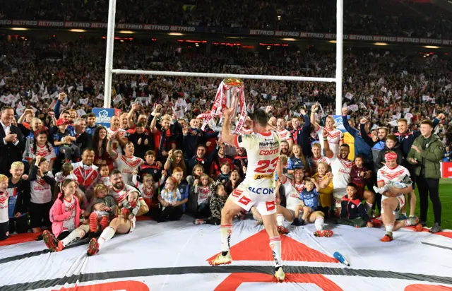 St Helens celebrate their Grand Final win in 2019