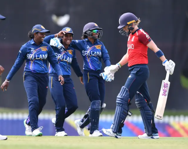 Heather Knight walks off against Sri Lanka