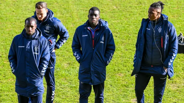 Rangers' Glen Kamara, Brandon Barker, Sheyi Ojo and Joe Aribo