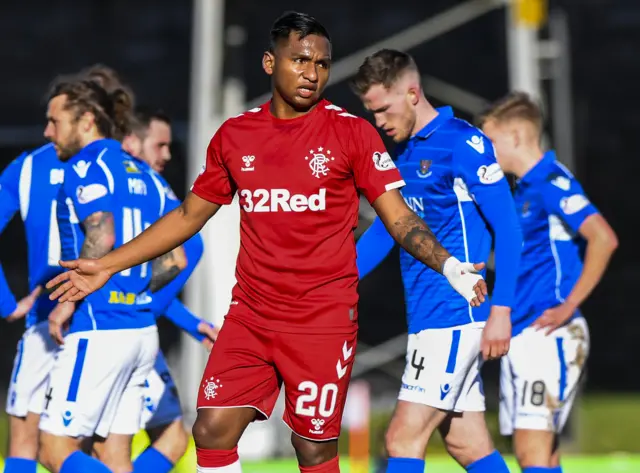 Rangers striker Alfredo Morelos has been left frustrated