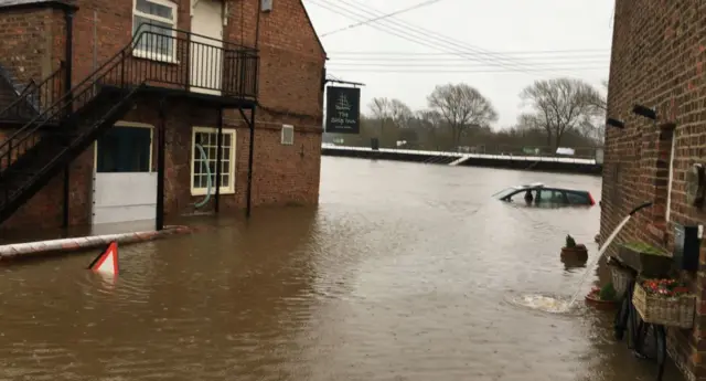 Car in flood water