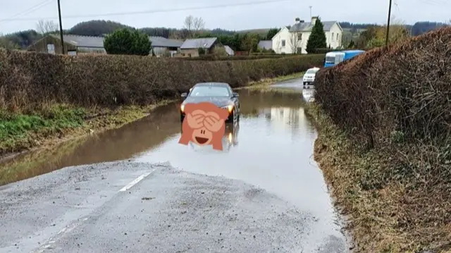 Car in floodwater