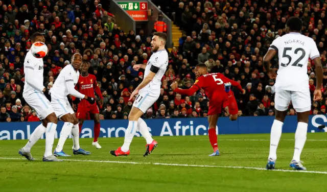 Georginio Wijnaldum scores Liverpool's first goal