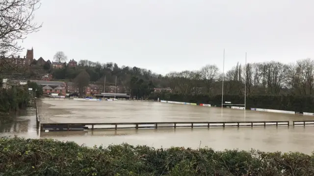 Flooding on rugby pitch