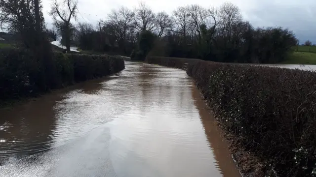 Flooded rural road