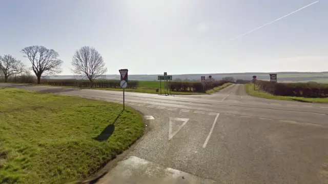 A47 crossroads with Barrowden Lane and Luffenham Road in Rutland