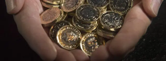 Handful of pound coins