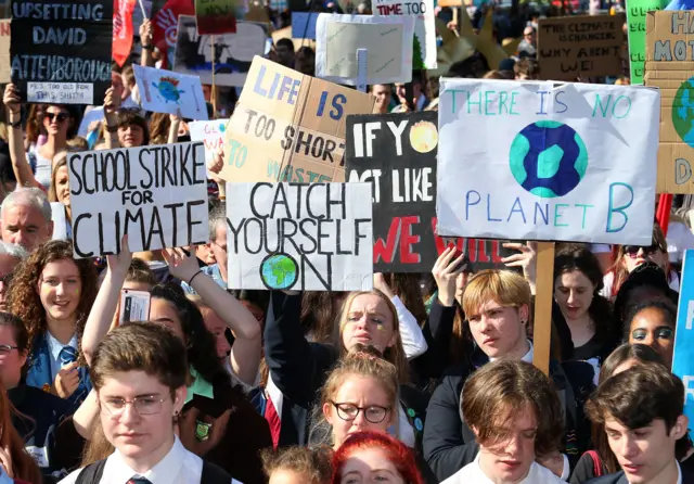 Young people in Belfast protesting about climate change