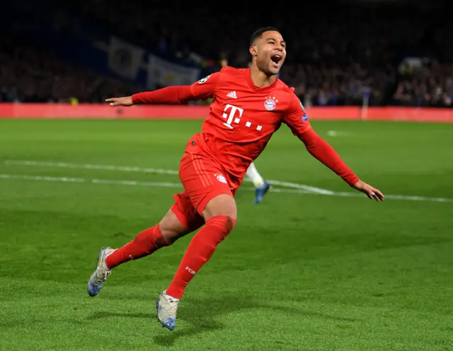 Serge Gnabry of Bayern Munich celebrates