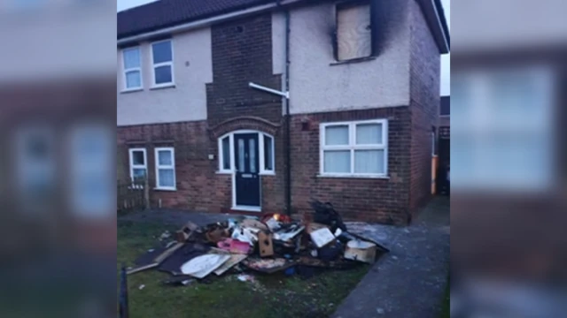 Fire-damaged house