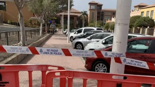 Hotel in Tenerife with police cordon tape outside