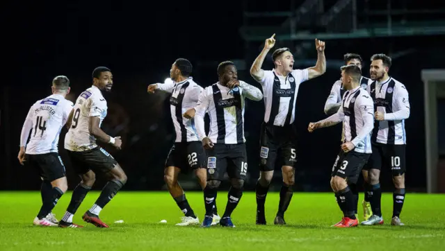 St Mirren celebrate a remarkable cup tie victory at Fir Park last week