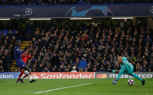 Bayern Munich's Serge Gnabry scores their second goal