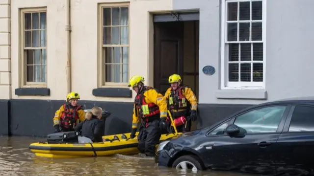 Fire crews rescuing residents in Bewdley