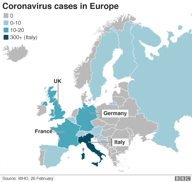 Map of coronavirus cases