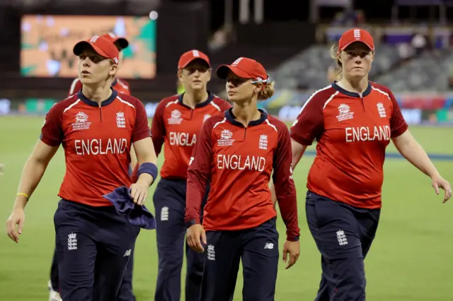 England walk off after losing to South Africa