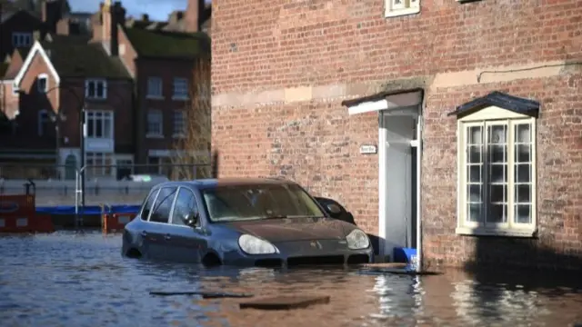 Flooded car in Bewdley