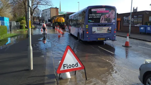 Flooding at New Road by the bridge