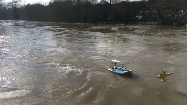 River flow being measured in Bewdley