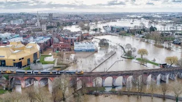 Centre of Worcester flooded