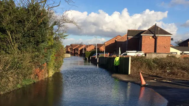 A flooded road