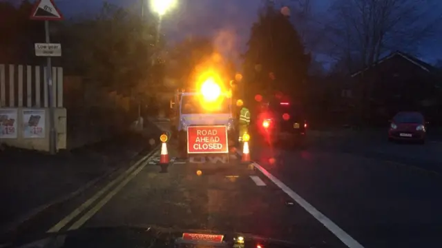 A road closure sign in Ironbridge this week