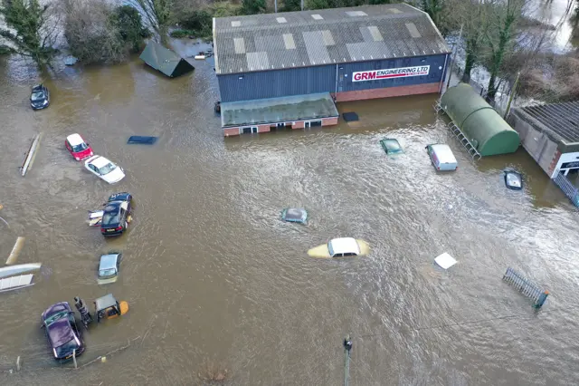 Flooded industrial property