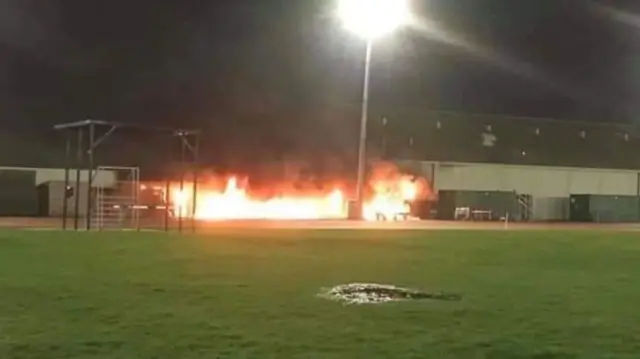 A fire at the stadium