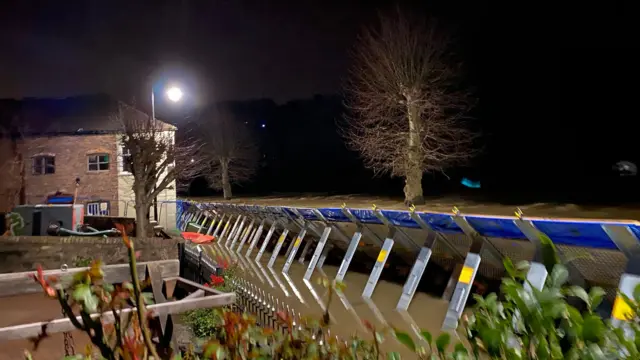 The barriers in Ironbridge overnight