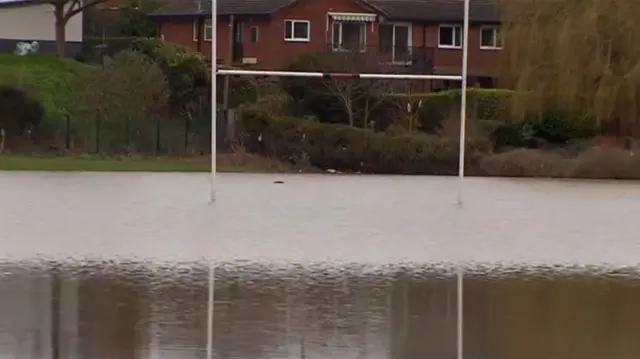 Hereford Rugby Club pitch underwater