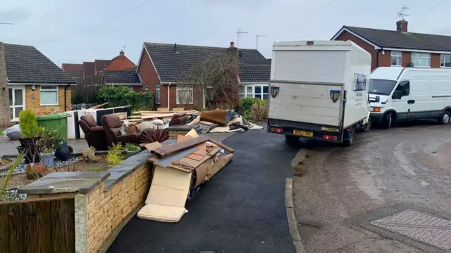 Flood damaged homes in Lowdham