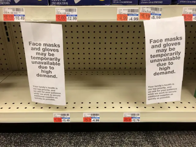 Empty pharmacy shelves in Washington DC