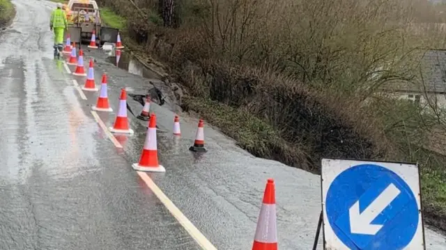 Landslip on B4224