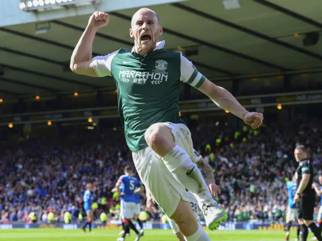 Hibernian captain David Gray scored in the last minute to end the club's 114-year wait for the Scottish Cup