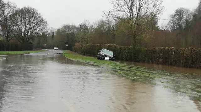 Car stuck in water