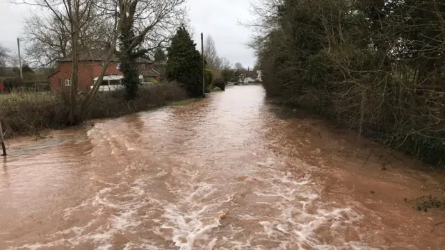 Flooding in Hampton Bishop, Herefordshire