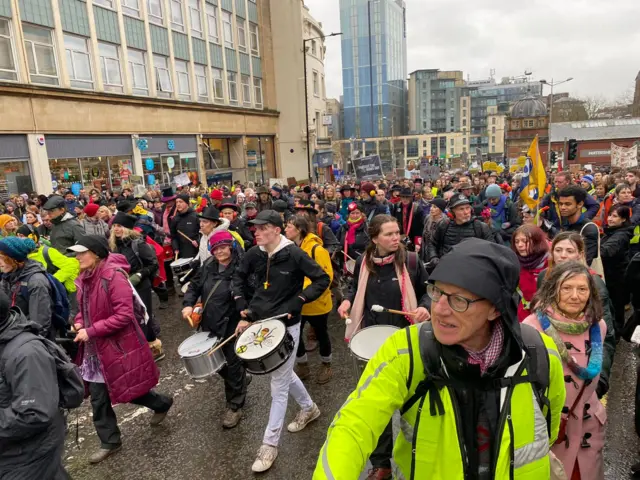 Protesters during the climate strike march