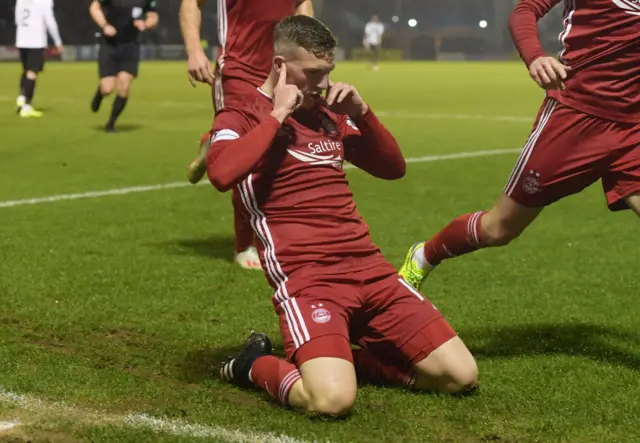 Lewis Ferguson celebrates his opener for Aberdeen