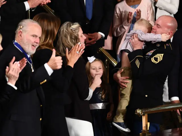 The deployed husband surprised his family