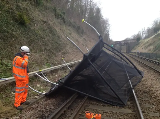 Trampoline on the railway line