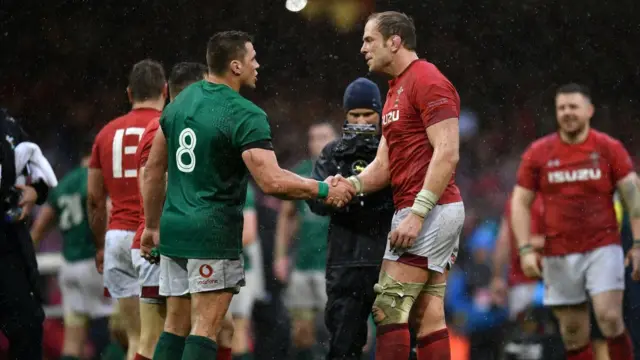 CJ Stander and Alun Wyn Jones shake hands in 2019