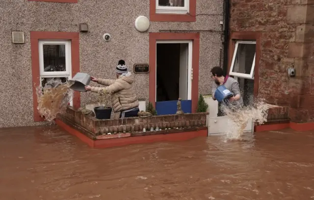 Flooded streets in Appleby-in-Westmorland, Cumbria