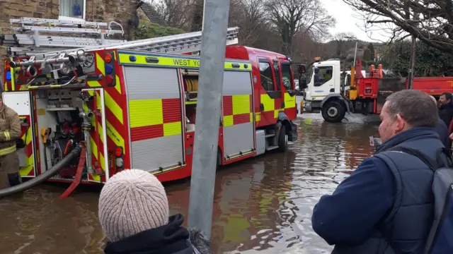 A fire engine at the scene