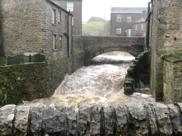 High water levels in Hawes, North Yorkshire