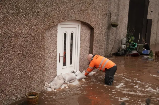 Flooded streets in Appleby-in-Westmorland, Cumbria