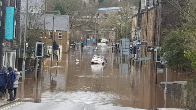 A flooded car